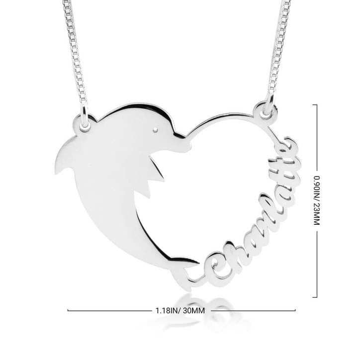 Dolphin Heart Name Necklace
