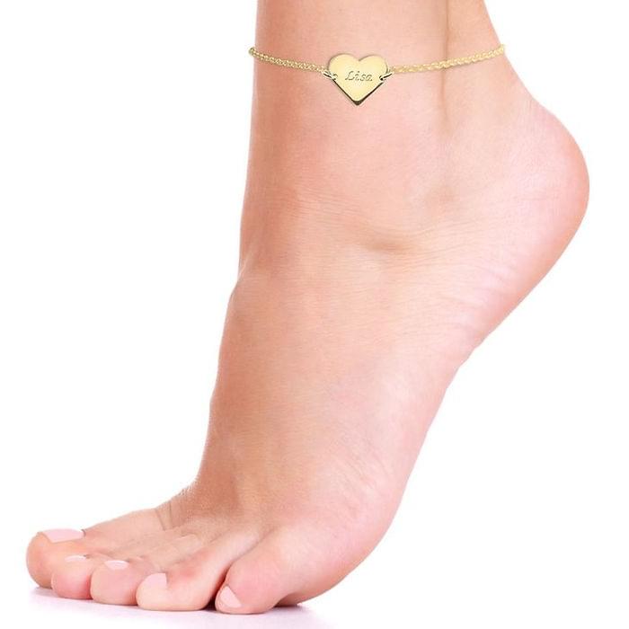 Personalized Engrave Heart Anklet