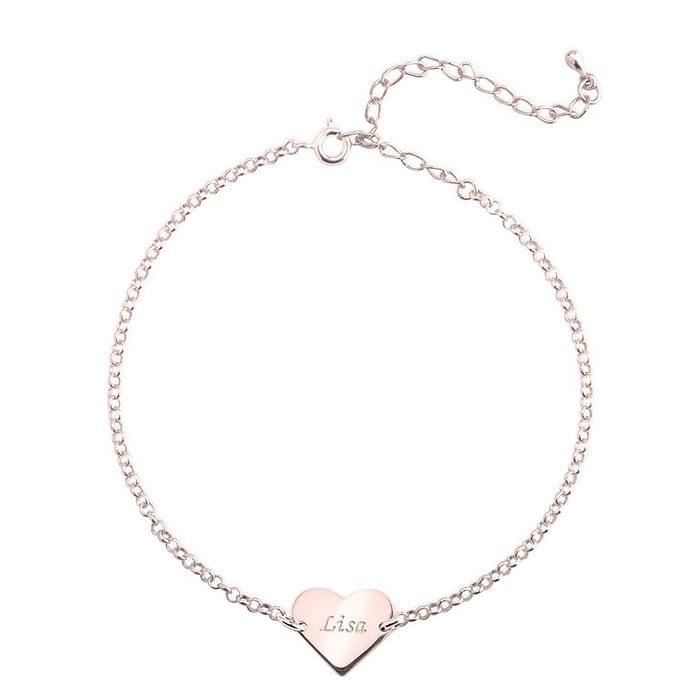 Personalized Engrave Heart Anklet