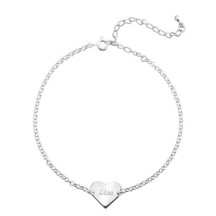 Personalized Engrave Heart Anklet