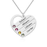 Personalized Heart Necklace Upto 4 Names & Birthstones