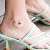 Personalized Initial Anklet with Birthstone