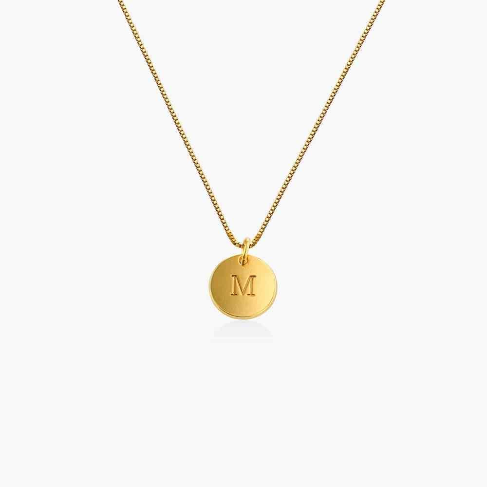 Engraved Initial Disc Necklace.
