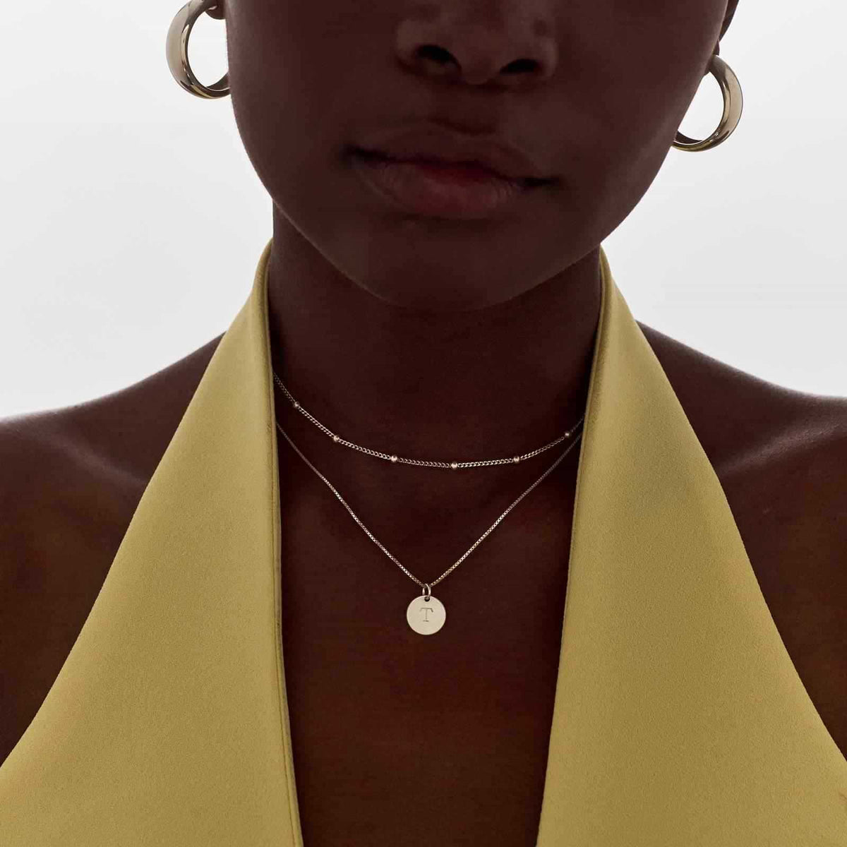 Engraved Letter Disc Necklace