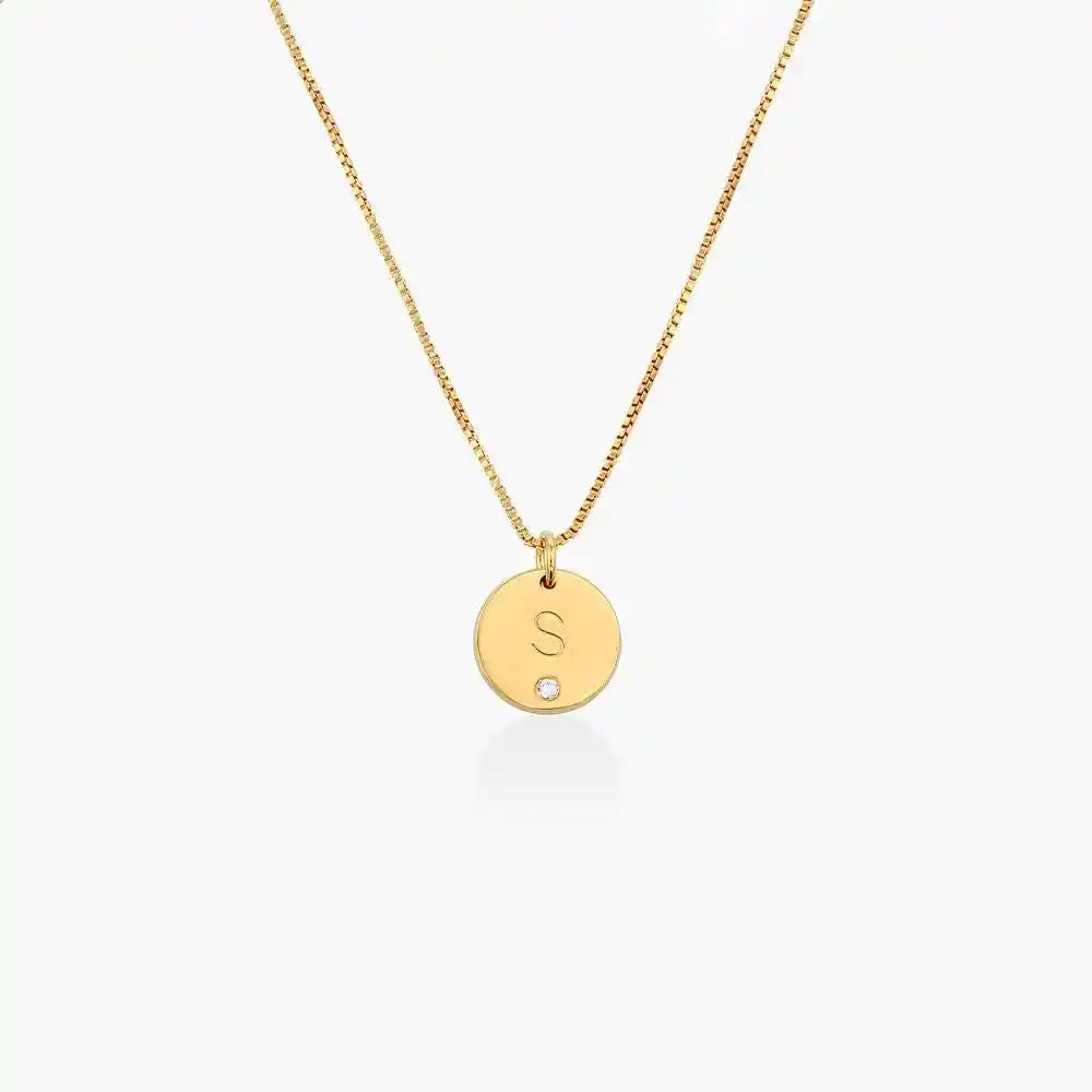 Personalized Initial Disc Letter With Diamond.