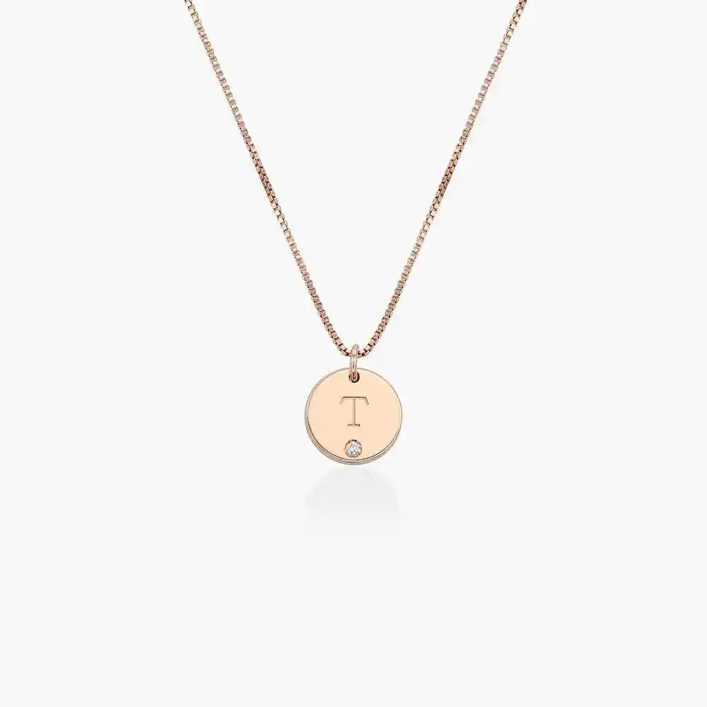 Personalized Initial Disc Letter With Diamond.