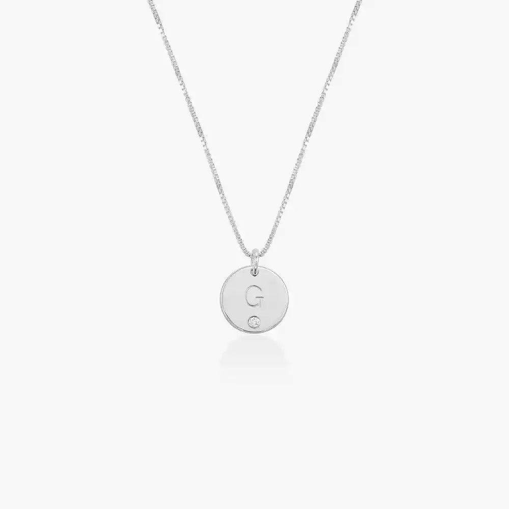 Personalized Initial Disc Letter With Diamond.