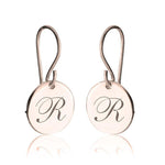 drop earrings with round initial charm