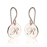 drop earrings with round initial charm