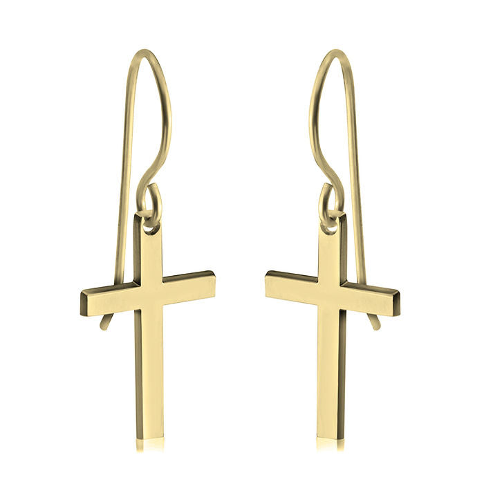Pair of gold cross earrings