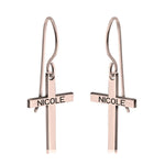 dangle earrings with slim modern cross design