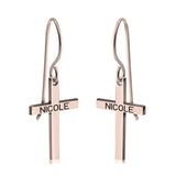 dangle earrings with slim modern cross design