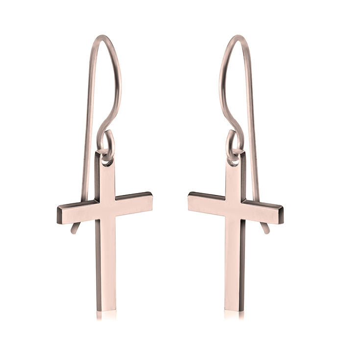 Rose Gold cross earrings