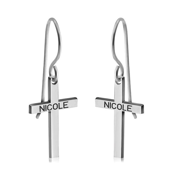 cross-shaped earrings with dangling pendant style