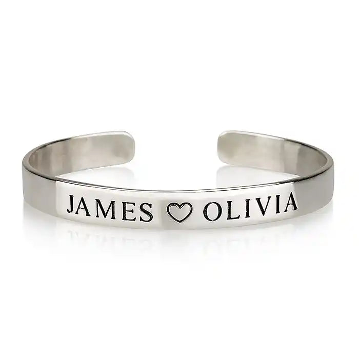 Engraved Names Bangle with heart
