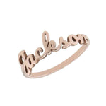 Personalized rose gold name ring