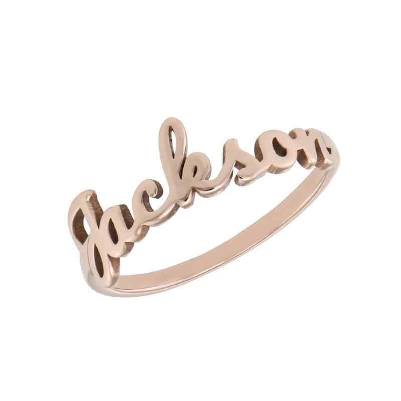 Personalized rose gold name ring
