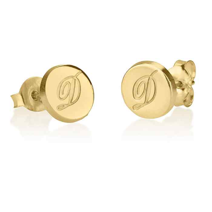 Engraved Round Initial Studs