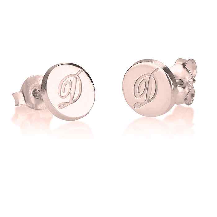 Engraved Round Initial Studs