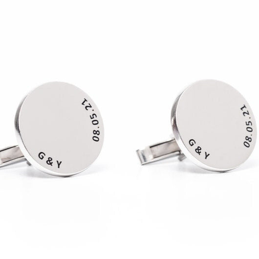 Personalized Round-Shaped Cufflinks with Name & Date