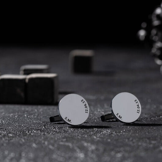 Personalized Round-Shaped Cufflinks with Name & Date