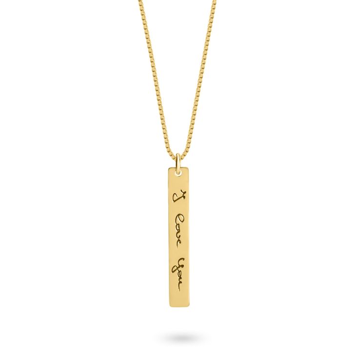 Personalized Handwriting Vertical Bar Necklace