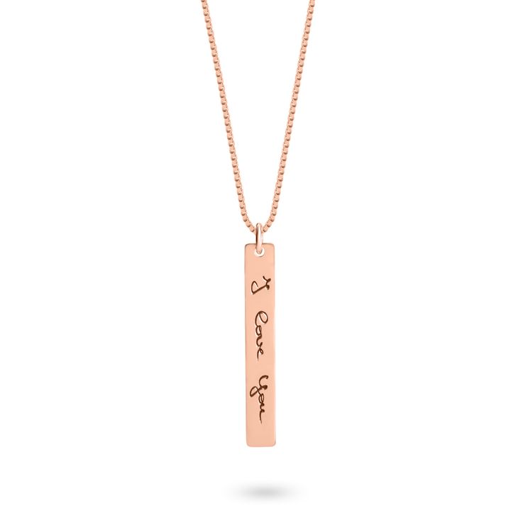 Personalized Handwriting Vertical Bar Necklace