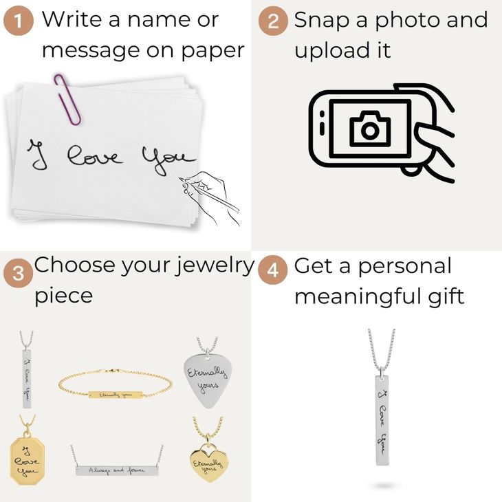 Personalized Handwriting Vertical Bar Necklace