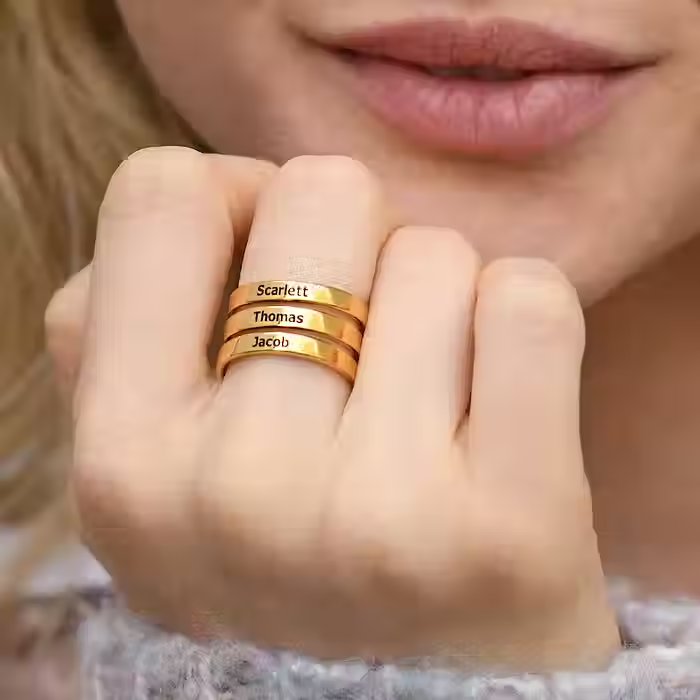 Personalized Engraved Three Name Ring