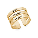 Personalized Engraved Three Name Ring
