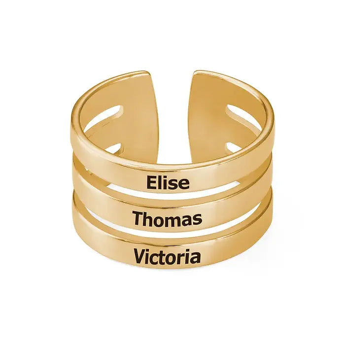 Personalized Engraved Three Name Ring