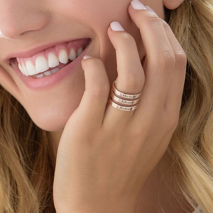 Personalized Engraved Three Name Ring