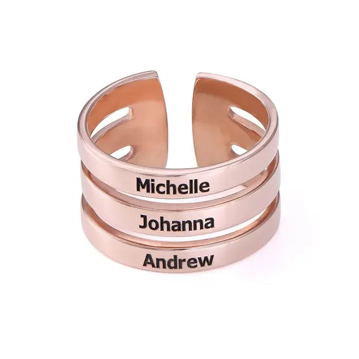 Personalized Engraved Three Name Ring