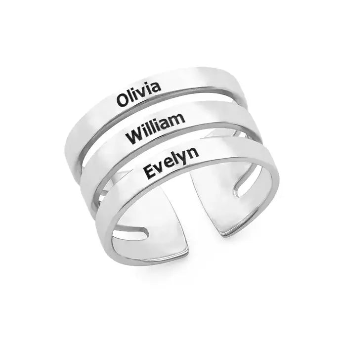 Personalized Engraved Three Name Ring