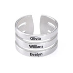 Personalized Engraved Three Name Ring