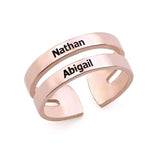 Personalized Two Name Engraved Ring
