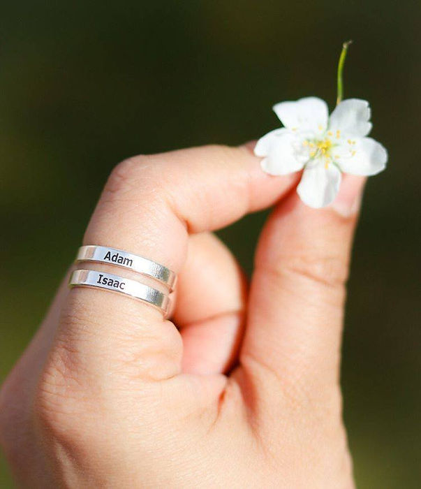 Personalized Two Name Engraved Ring