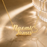 Personalized Double Name Necklace with Heart.