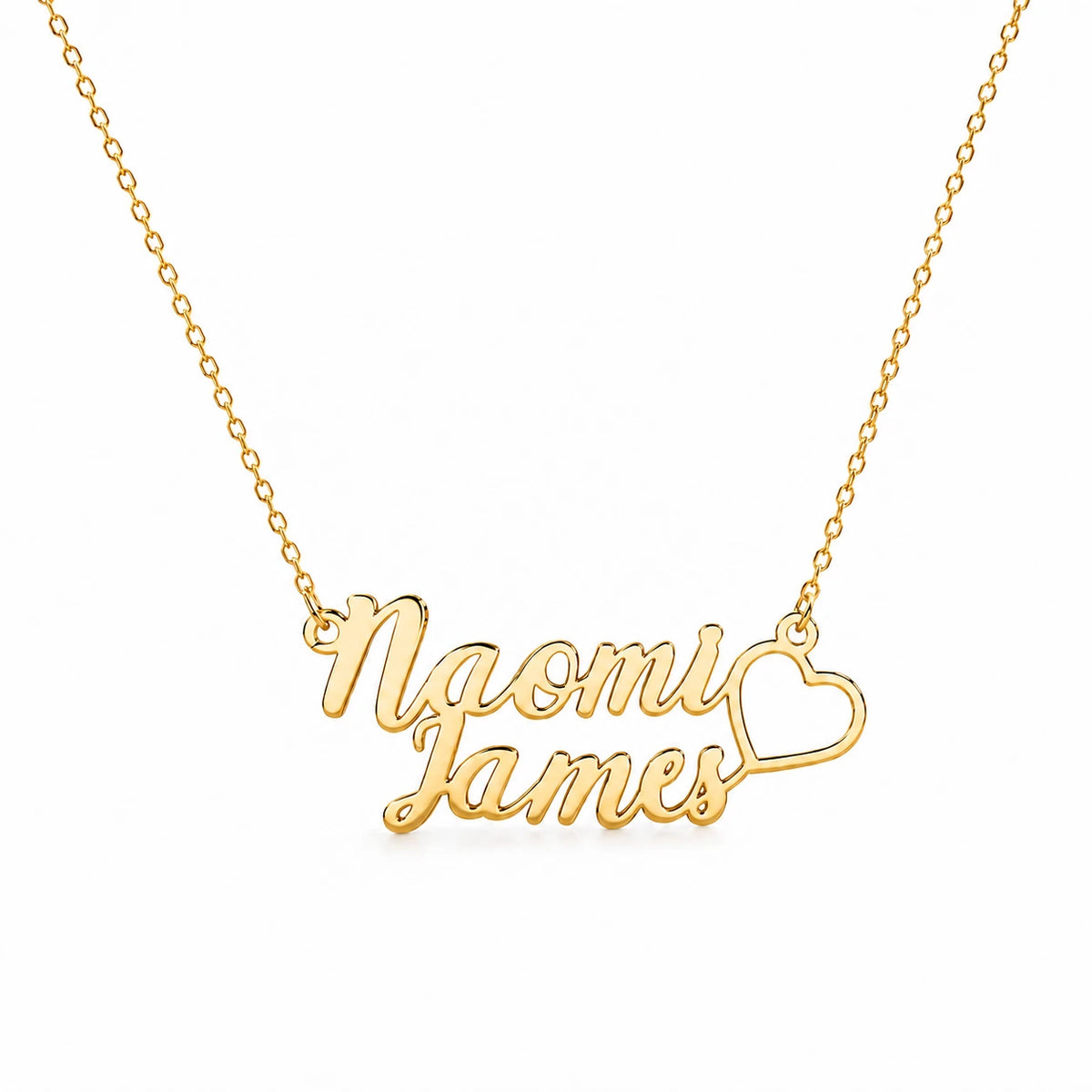 Personalized Double Name Necklace with Heart.