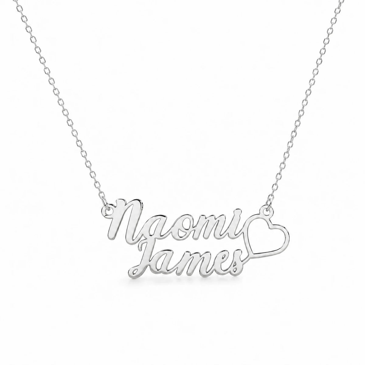 Personalized Double Name Necklace with Heart.