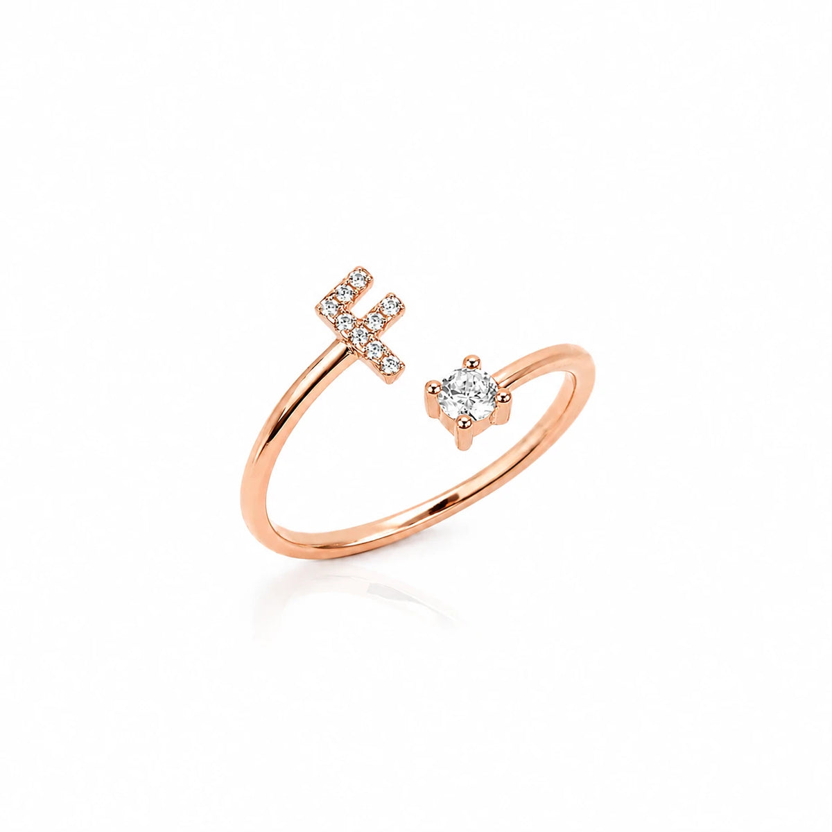 Personalized Moissanite Initial Ring.