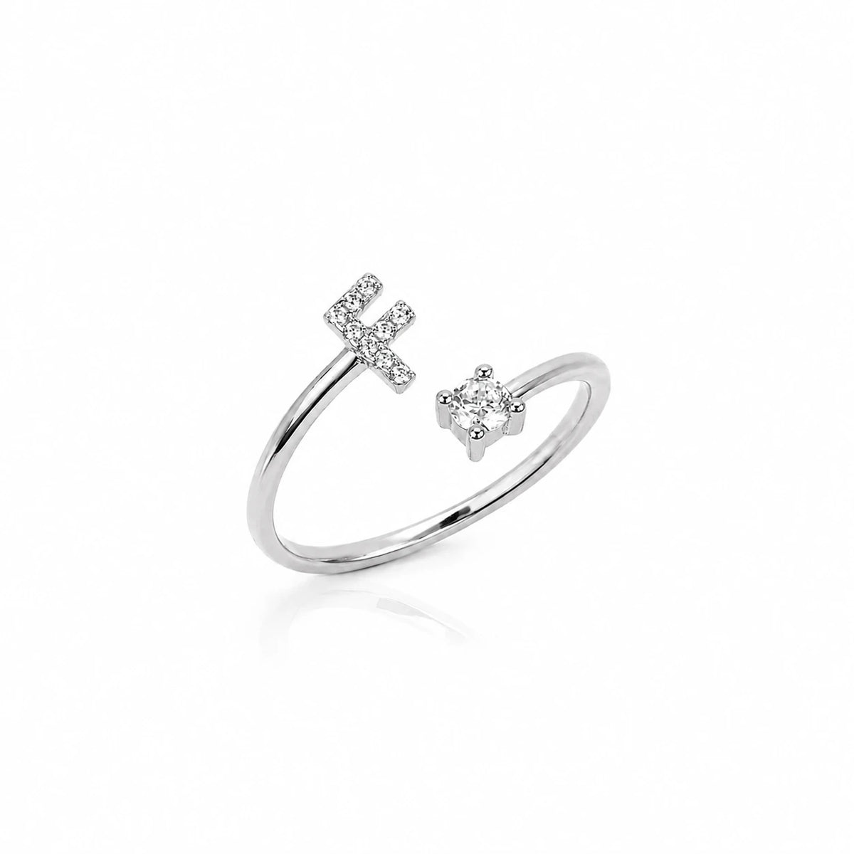 Personalized Moissanite Initial Ring.