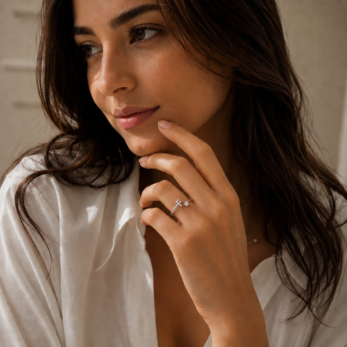 Personalized Moissanite Initial Ring.