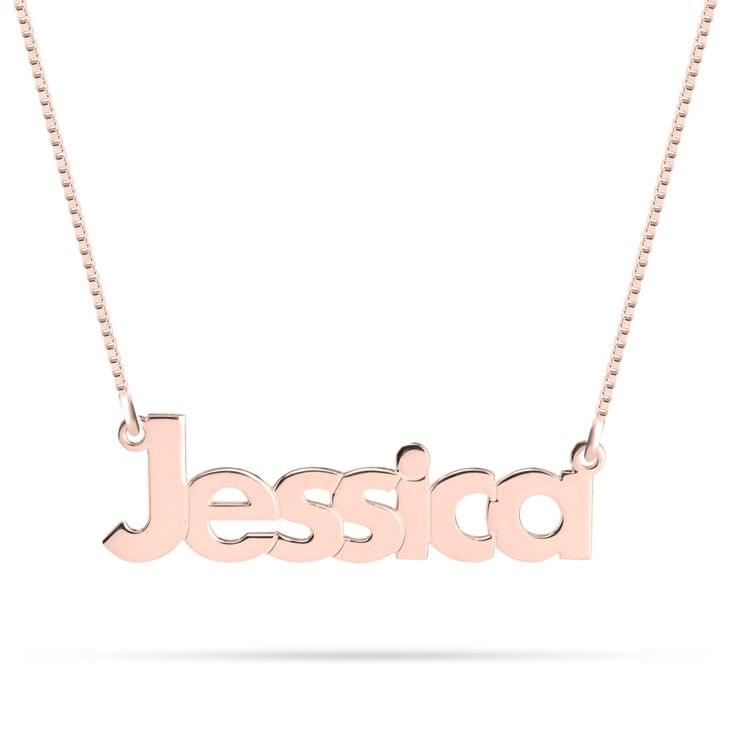 Rose Gold Name Bold English Necklace 