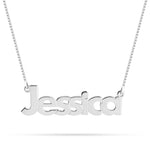 Silver 'Jessica' necklace in Bold English Font