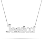 Silver 'Jessica' necklace in Bold English Font