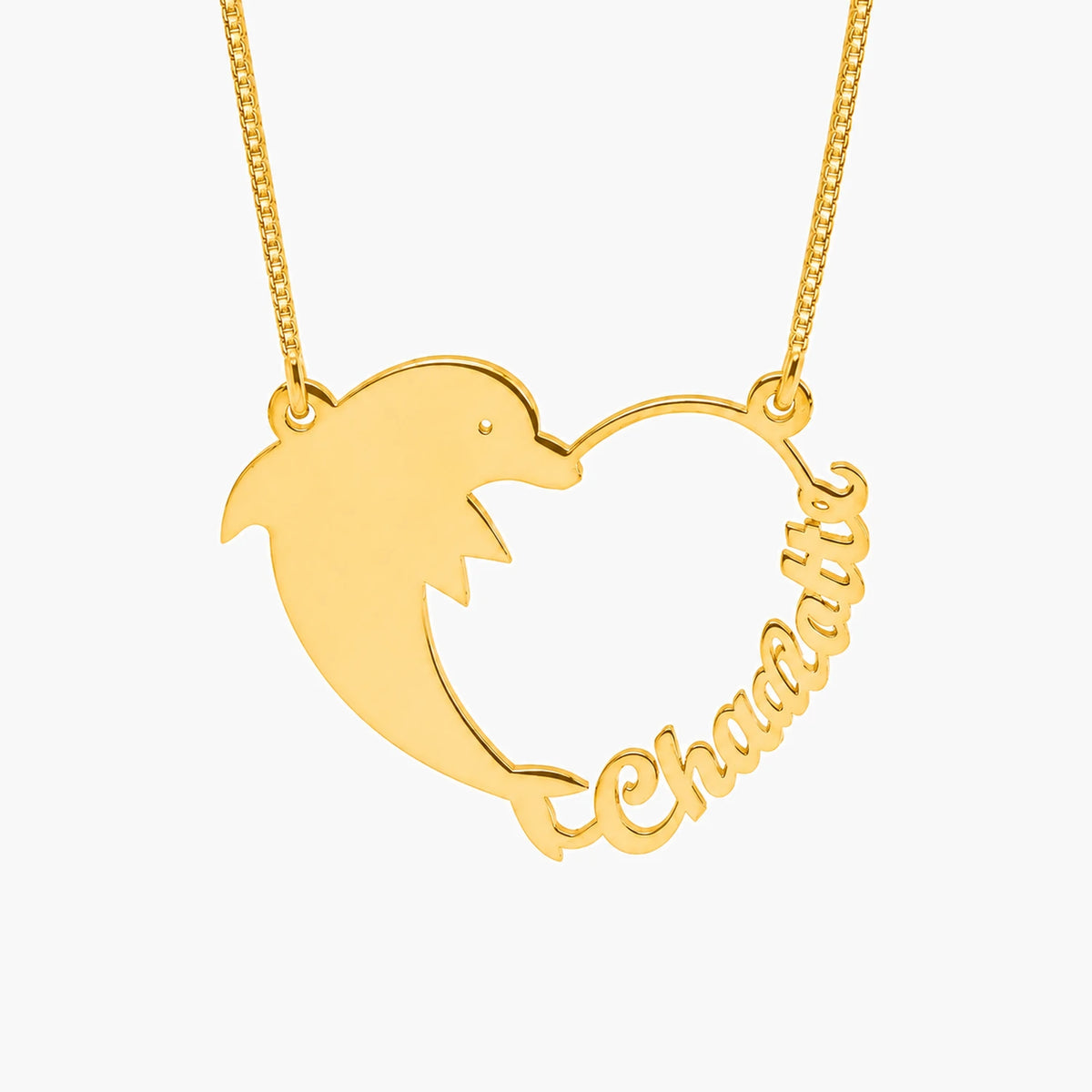 Personalized Dolphin Heart Name Necklace