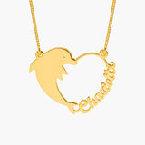 Personalized Dolphin Heart Name Necklace