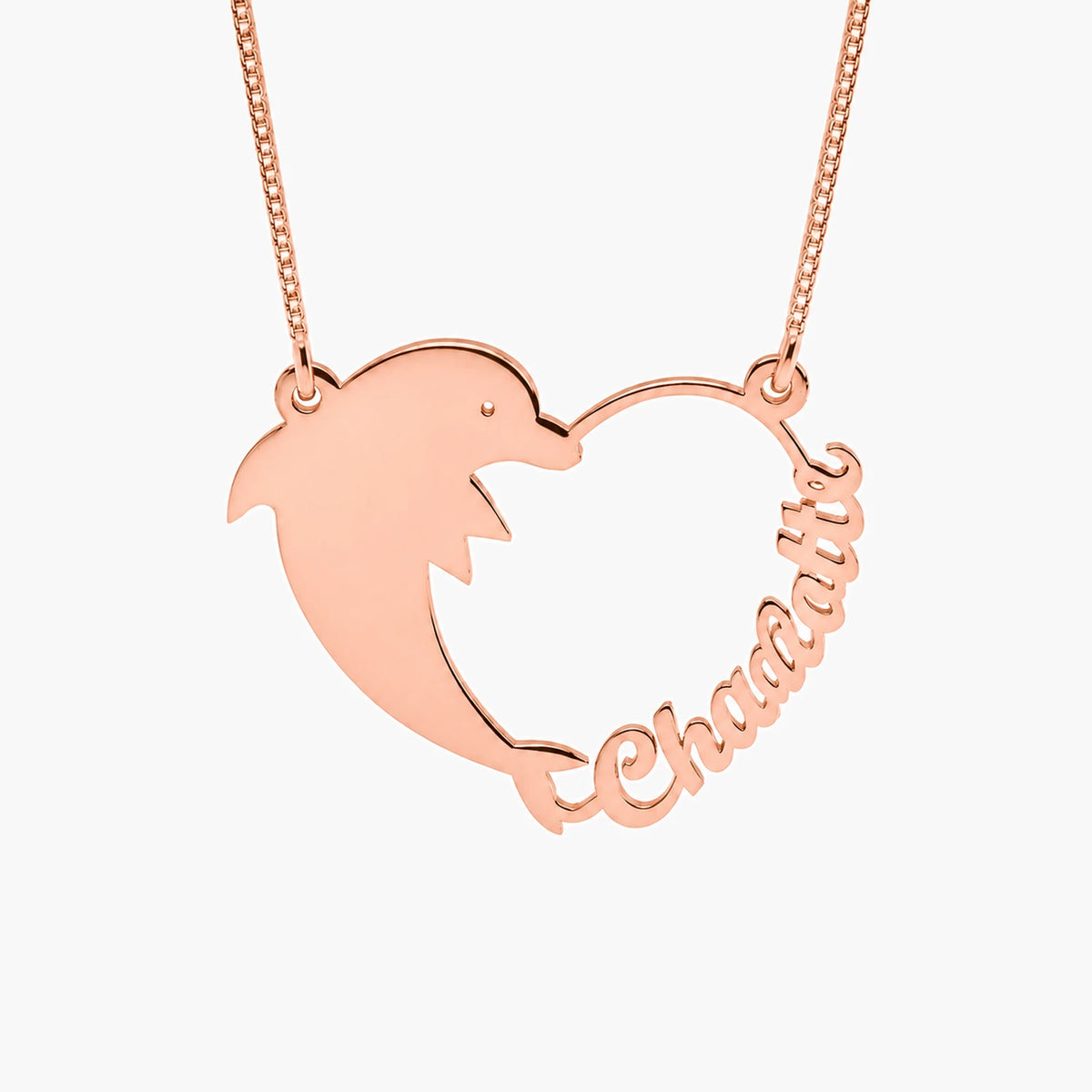 Personalized Dolphin Heart Name Necklace