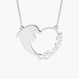 Personalized Dolphin Heart Name Necklace